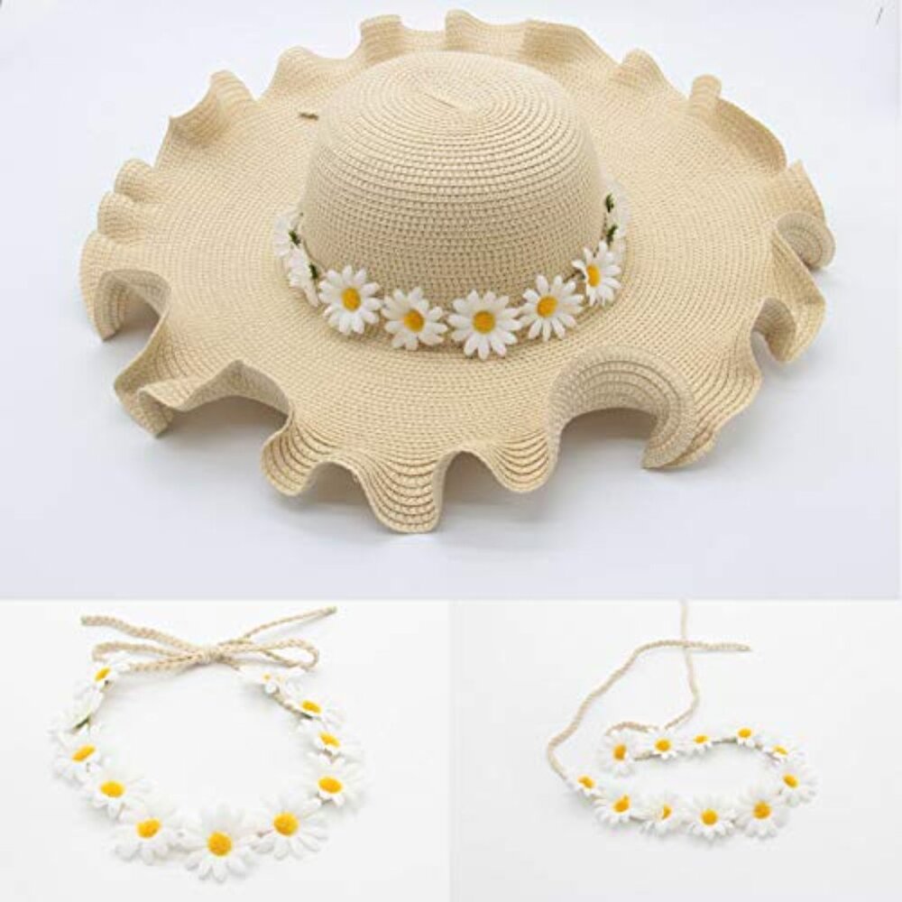 Sunflower Crown Flower Headbands Wreath for Women Girls White Daisy Flower Headb - Picture 3 of 6